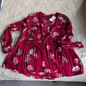 Torrid burgundy floral tunic